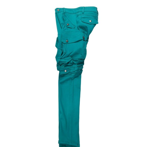 TULONES Currency Collections Men's Cargo Pants Turquoise Cotton Stretch Size 28 - Picture 4 of 12